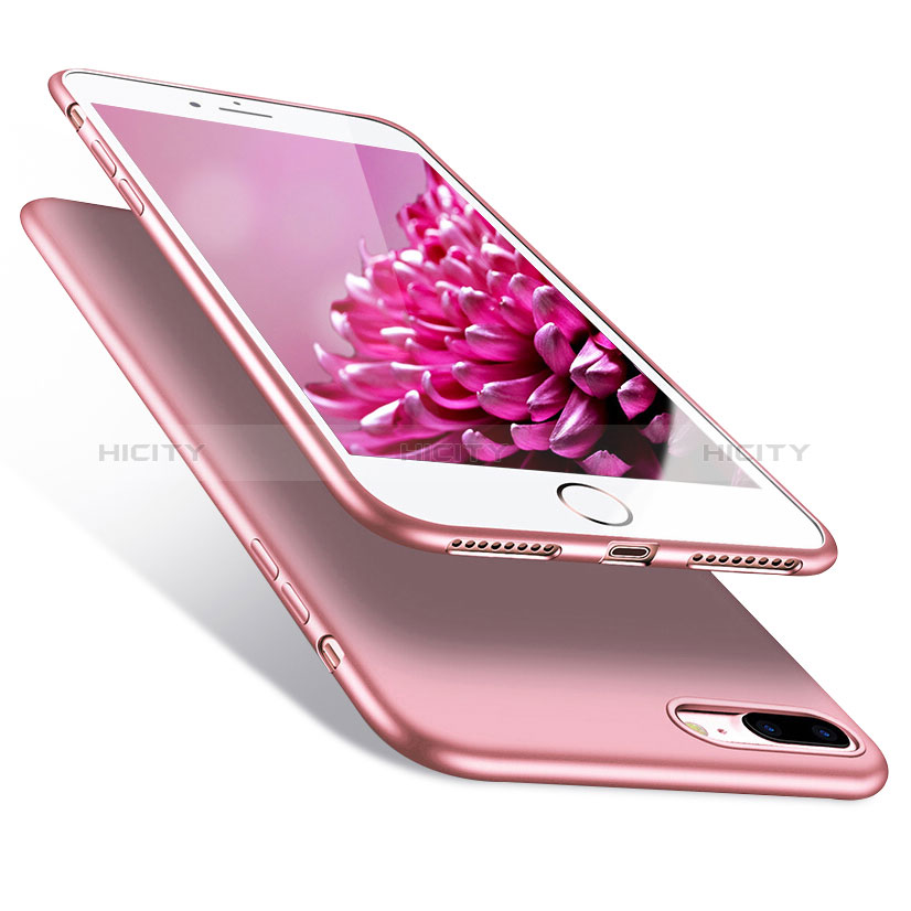 Etui Silicone Souple Couleur Unie Gel pour Apple iPhone 7 Plus Rose Plus