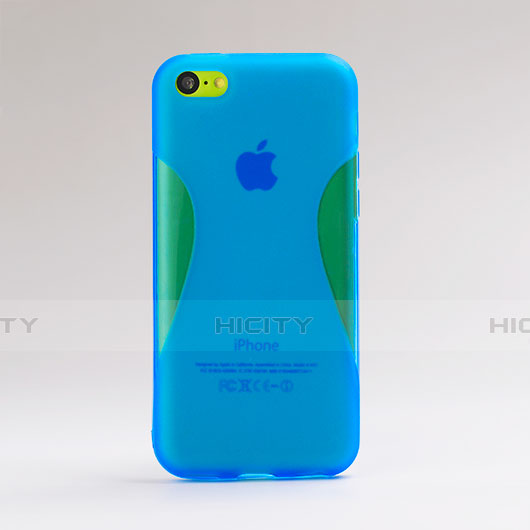 Etui Silicone Transparente Vague pour Apple iPhone 5C Bleu Plus