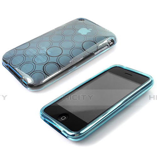 Etui TPU Souple Vague Cercle Transparente pour Apple iPhone 3G 3GS Bleu Ciel Plus