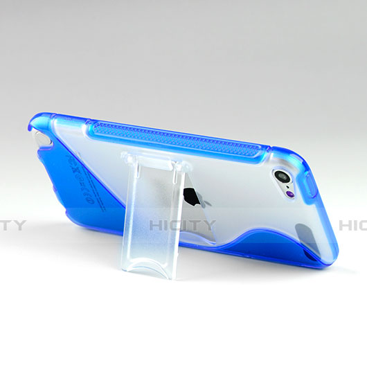 Etui TPU Transparente Vague S-Line avec Bequille pour Apple iPod Touch 5 Bleu Plus