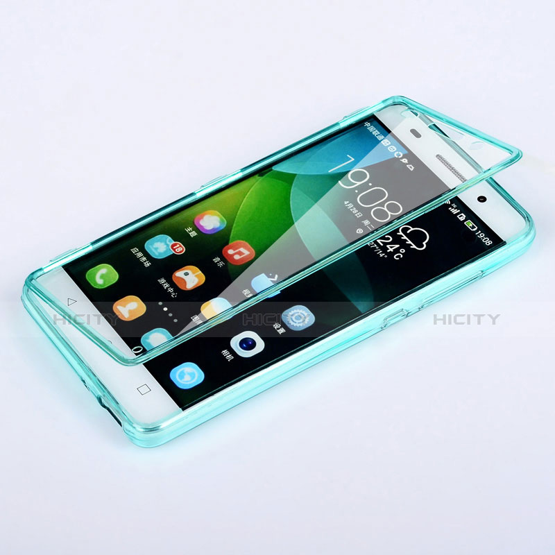 Etui Transparente Integrale Silicone Souple Avant et Arriere pour Huawei G Play Mini Bleu Ciel Plus