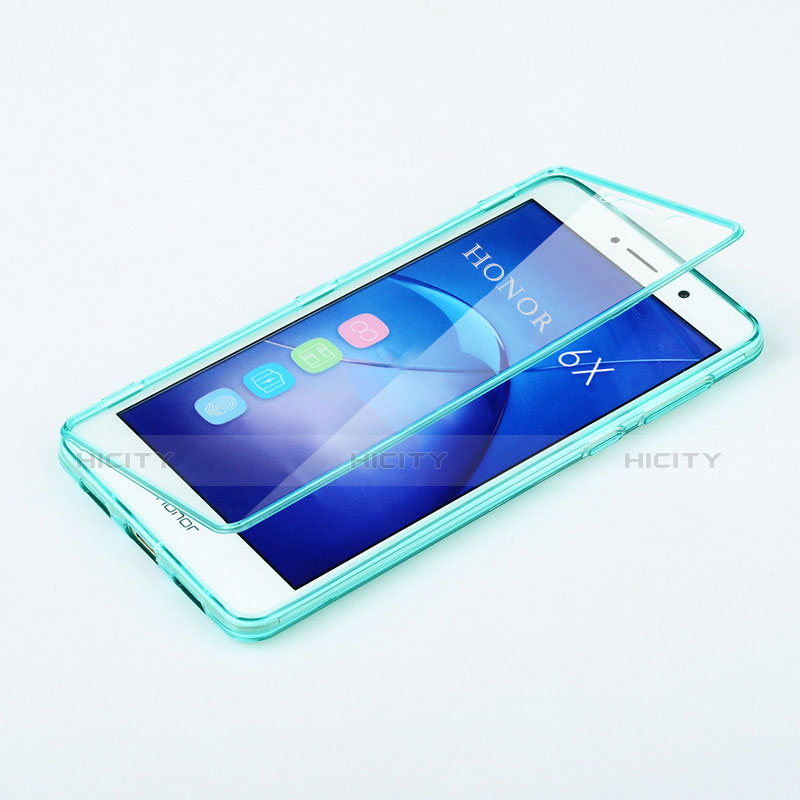 Etui Transparente Integrale Silicone Souple Avant et Arriere pour Huawei GR5 (2017) Bleu Ciel Plus