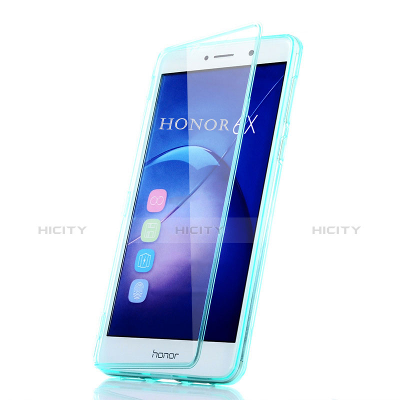 Etui Transparente Integrale Silicone Souple Avant et Arriere pour Huawei GR5 (2017) Bleu Ciel Plus