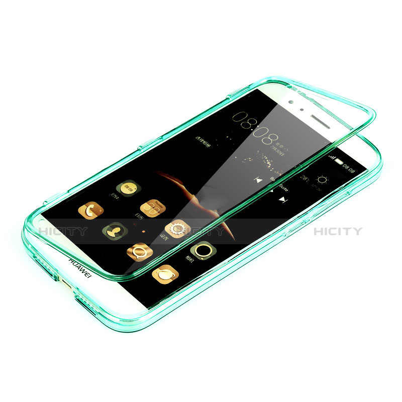 Etui Transparente Integrale Silicone Souple Avant et Arriere pour Huawei GX8 Vert Plus