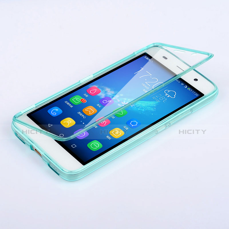 Etui Transparente Integrale Silicone Souple Avant et Arriere pour Huawei Honor 4A Bleu Plus