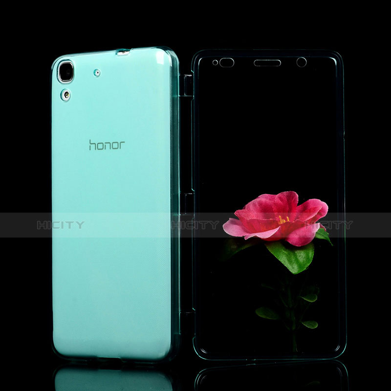 Etui Transparente Integrale Silicone Souple Avant et Arriere pour Huawei Honor 4A Bleu Plus