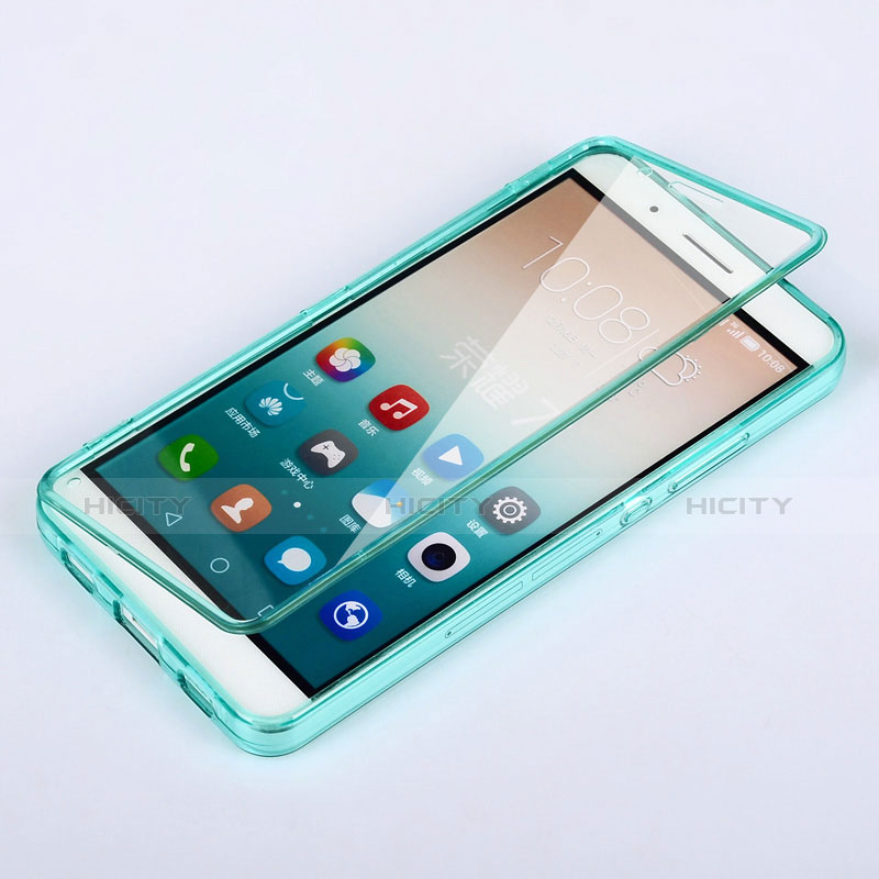 Etui Transparente Integrale Silicone Souple Avant et Arriere pour Huawei Honor 7i shot X Bleu Ciel Plus