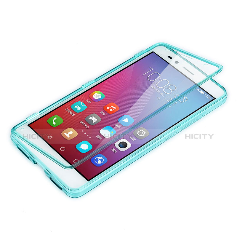 Etui Transparente Integrale Silicone Souple Avant et Arriere pour Huawei Honor X5 Bleu Ciel Plus