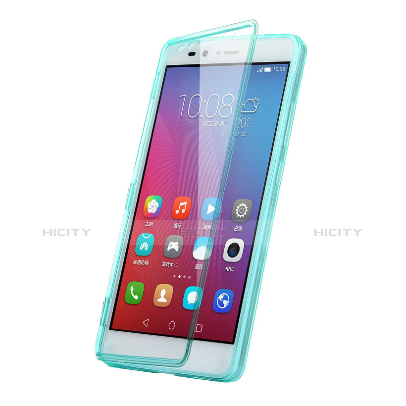 Etui Transparente Integrale Silicone Souple Avant et Arriere pour Huawei Honor X5 Bleu Ciel Plus