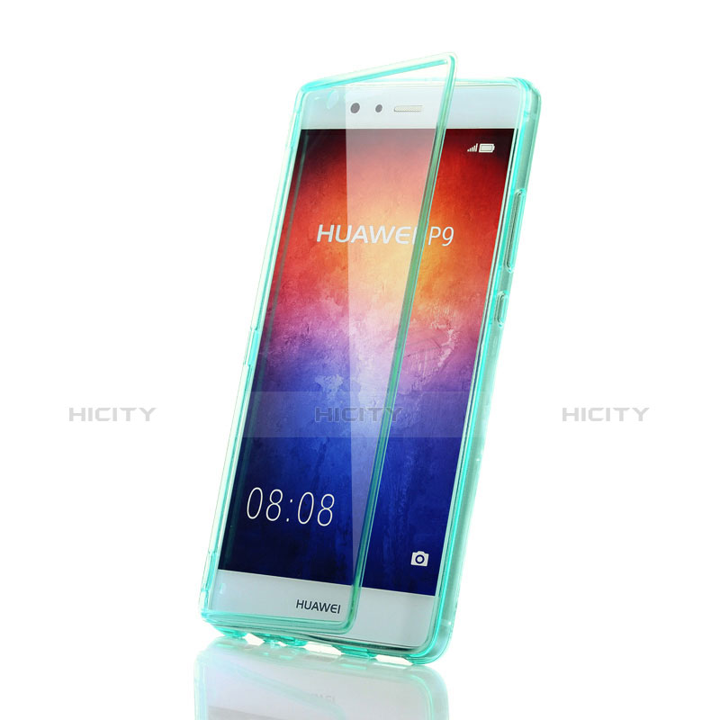 Etui Transparente Integrale Silicone Souple Avant et Arriere pour Huawei P9 Plus Bleu Ciel Plus