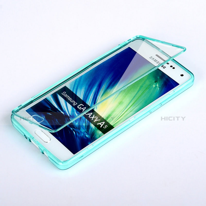 Etui Transparente Integrale Silicone Souple Avant et Arriere pour Samsung Galaxy A5 SM-500F Bleu Ciel Plus