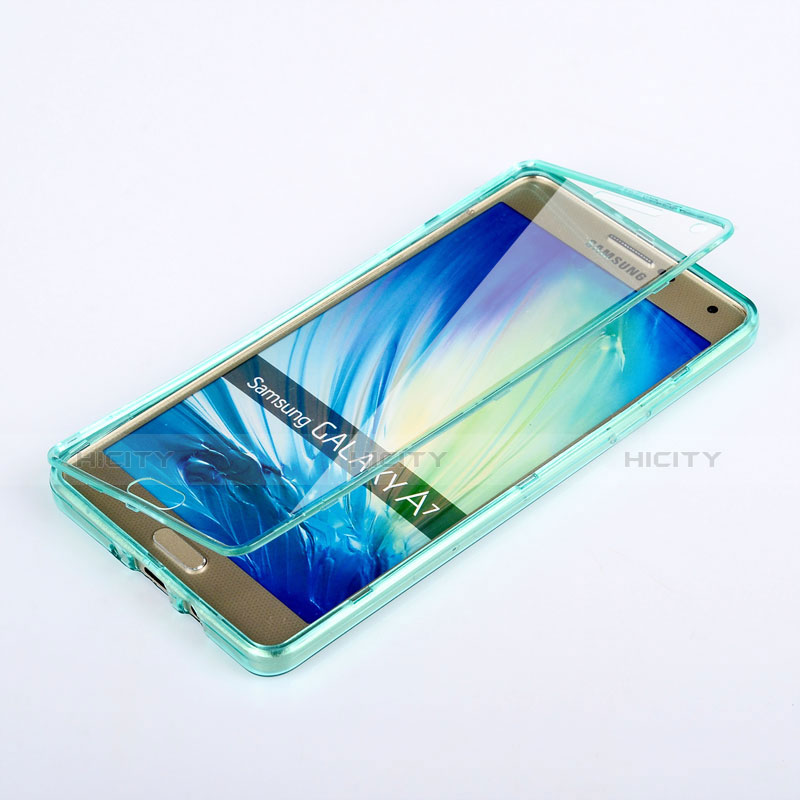 Etui Transparente Integrale Silicone Souple Avant et Arriere pour Samsung Galaxy A7 Duos SM-A700F A700FD Bleu Ciel Plus