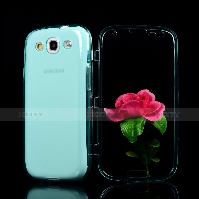 Etui Transparente Integrale Silicone Souple Avant et Arriere pour Samsung Galaxy S3 i9300 Bleu Ciel Plus