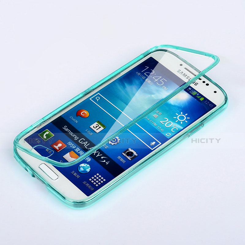 Etui Transparente Integrale Silicone Souple Avant et Arriere pour Samsung Galaxy S4 i9500 i9505 Bleu Ciel Plus