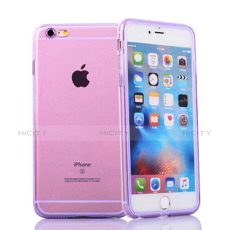 Etui Transparente Integrale Silicone Souple Portefeuille pour Apple iPhone 6S Violet Plus