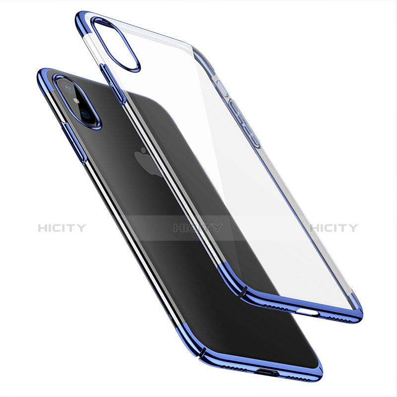 Etui Ultra Fine Plastique Rigide Transparente pour Apple iPhone Xs Bleu Plus