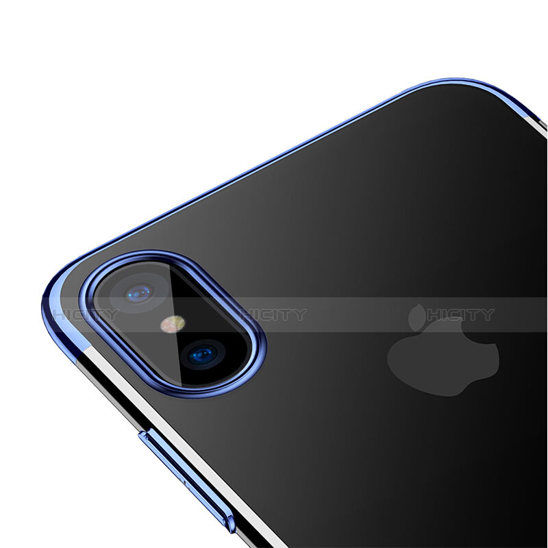 Etui Ultra Fine Plastique Rigide Transparente pour Apple iPhone Xs Bleu Plus