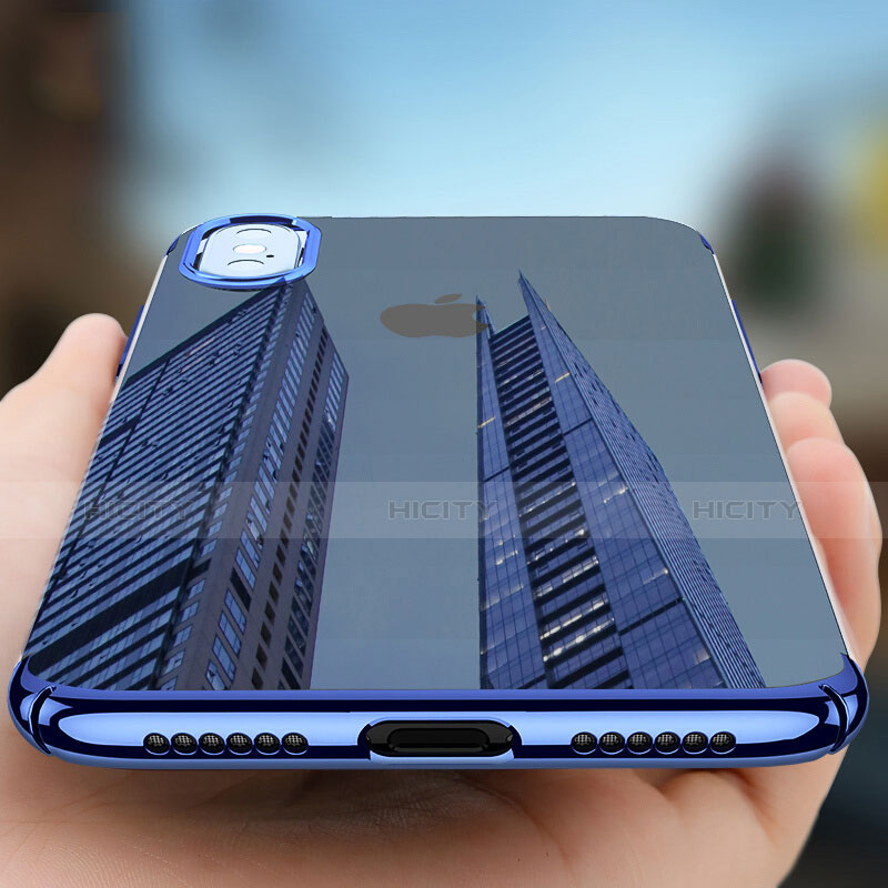 Etui Ultra Fine Plastique Rigide Transparente pour Apple iPhone Xs Bleu Plus