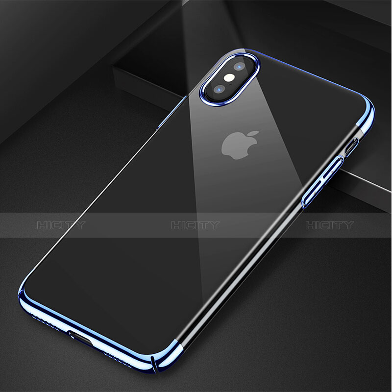 Etui Ultra Fine Plastique Rigide Transparente pour Apple iPhone Xs Bleu Plus