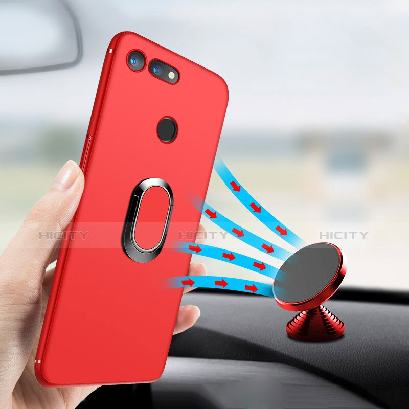 Etui Ultra Fine Silicone Souple avec Support Bague Anneau Aimante Magnetique pour Huawei Honor View 20 Rouge Plus