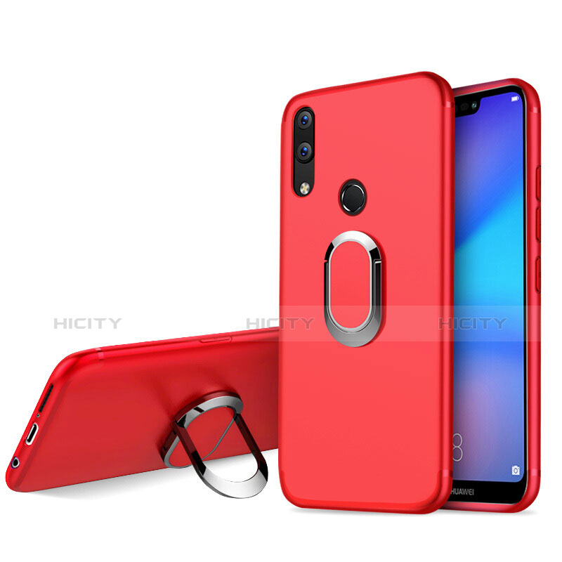 Etui Ultra Fine Silicone Souple avec Support Bague Anneau pour Huawei Nova 3e Rouge Plus