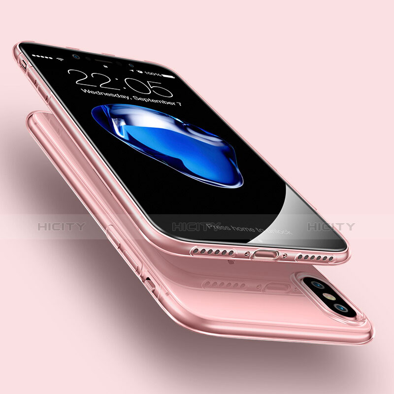 Etui Ultra Fine Silicone Souple Transparente pour Apple iPhone X Rose Plus