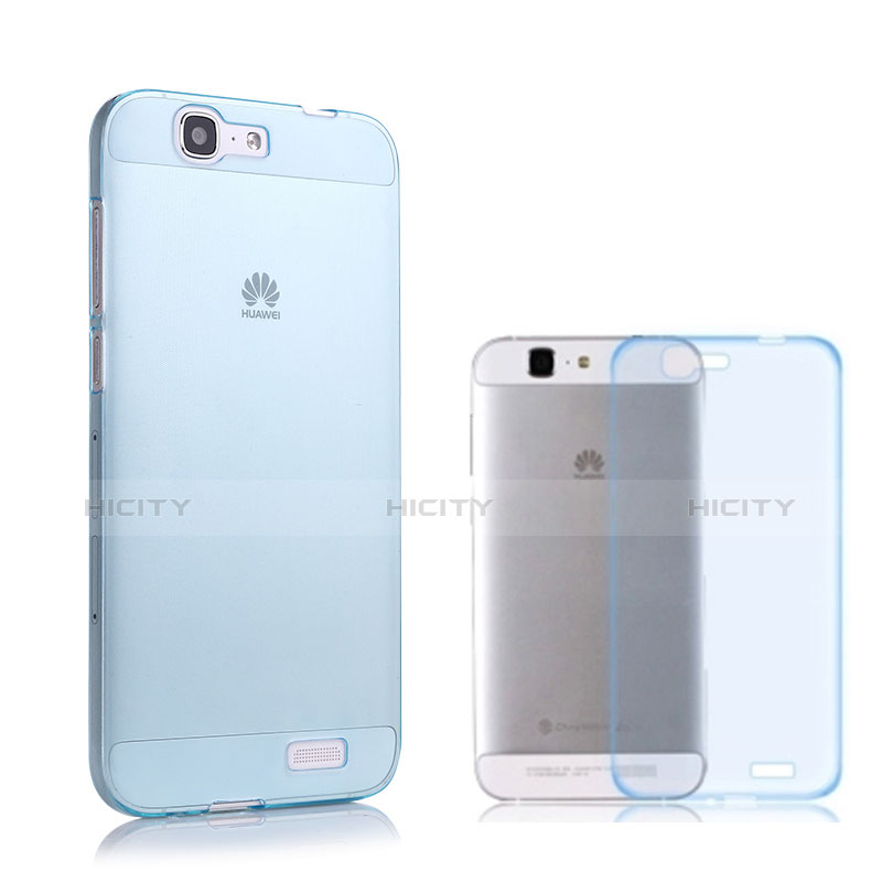 Etui Ultra Fine Silicone Souple Transparente pour Huawei Ascend G7 Bleu Plus