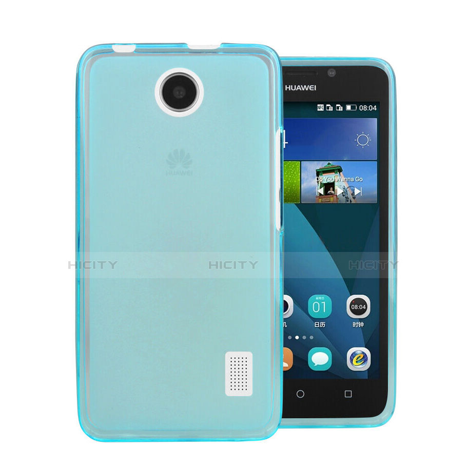 Etui Ultra Fine Silicone Souple Transparente pour Huawei Ascend Y635 Bleu Plus