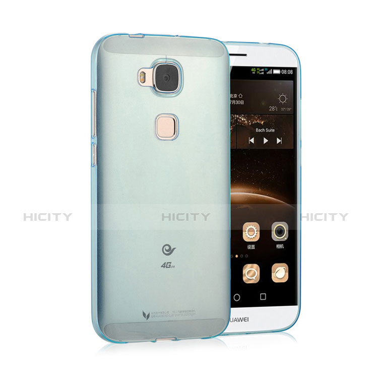 Etui Ultra Fine Silicone Souple Transparente pour Huawei G8 Bleu Plus