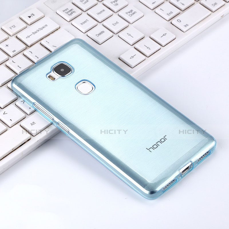 Etui Ultra Fine Silicone Souple Transparente pour Huawei Honor 5X Bleu Plus