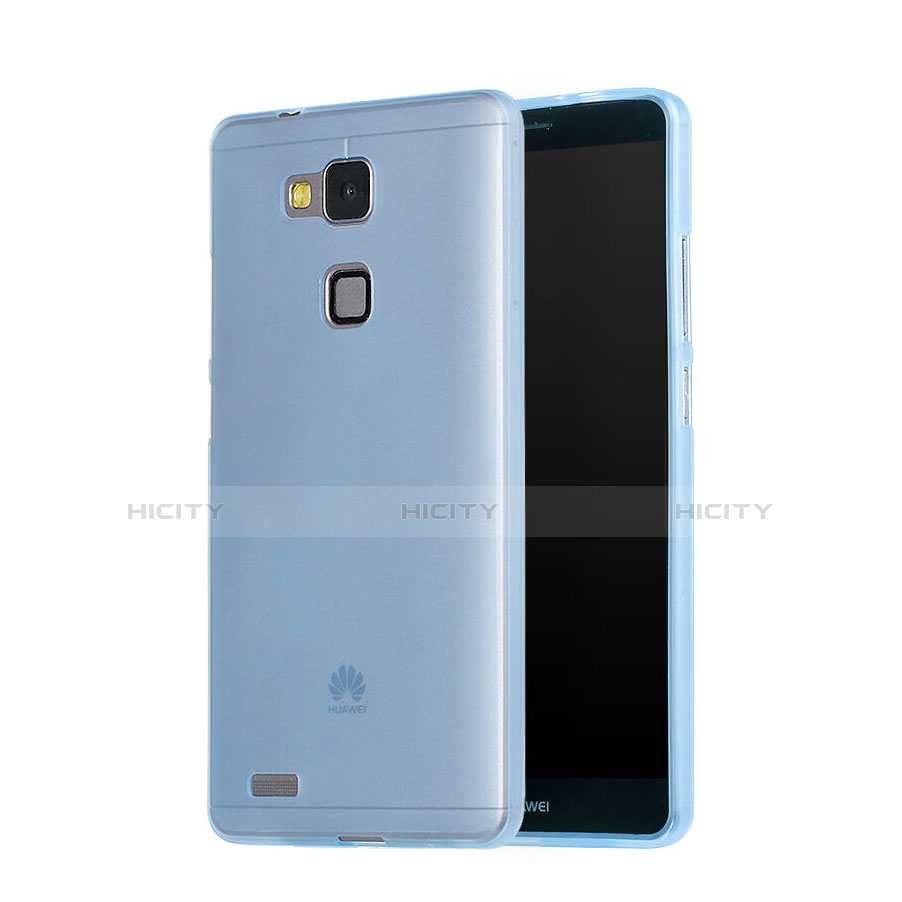 Etui Ultra Fine Silicone Souple Transparente pour Huawei Mate 7 Bleu Plus