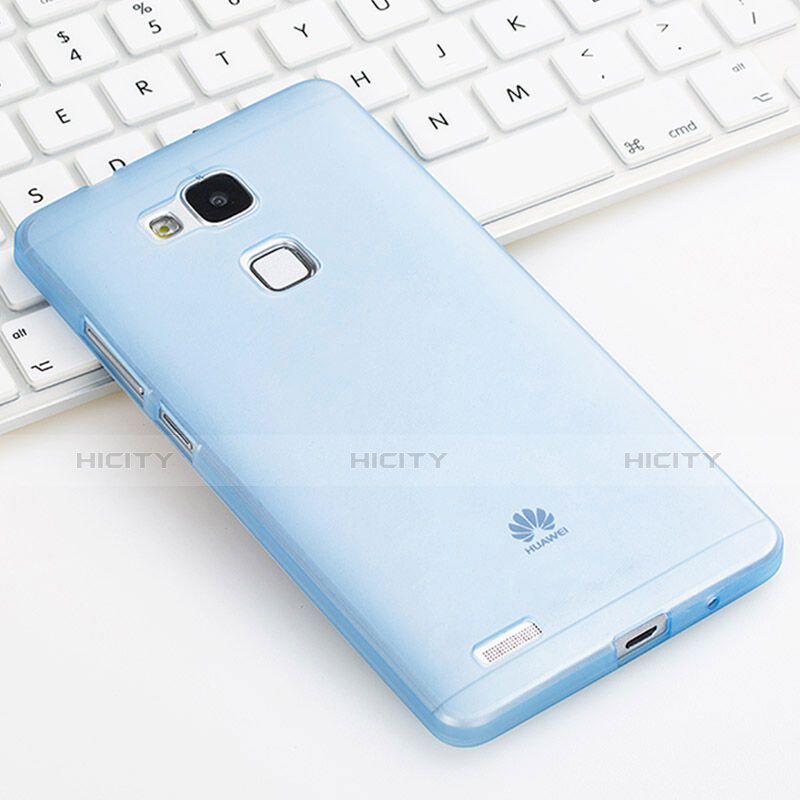 Etui Ultra Fine Silicone Souple Transparente pour Huawei Mate 7 Bleu Plus