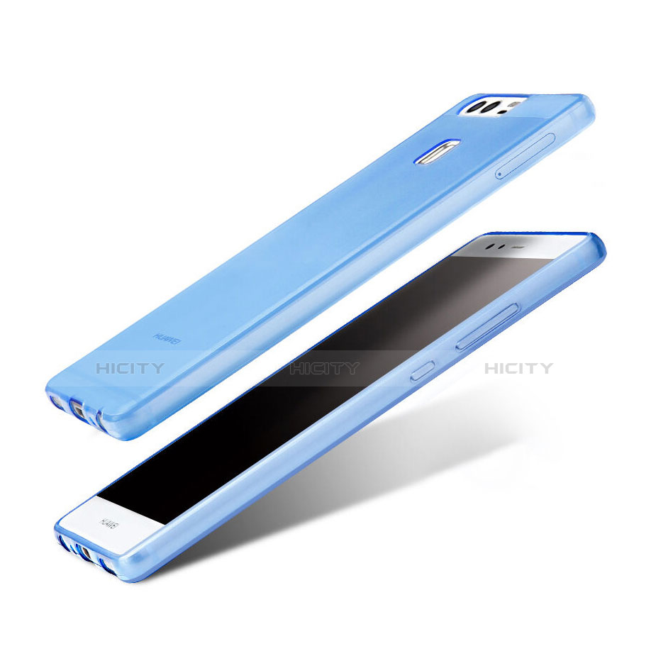 Etui Ultra Fine Silicone Souple Transparente pour Huawei P9 Plus Bleu Plus