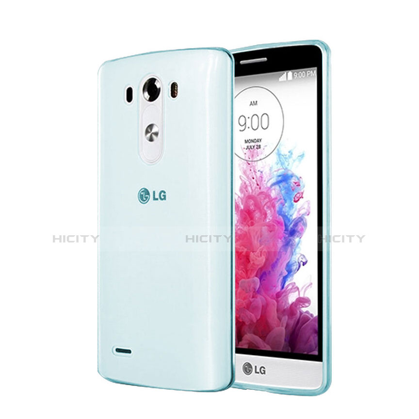 Etui Ultra Fine Silicone Souple Transparente pour LG G3 Bleu Plus