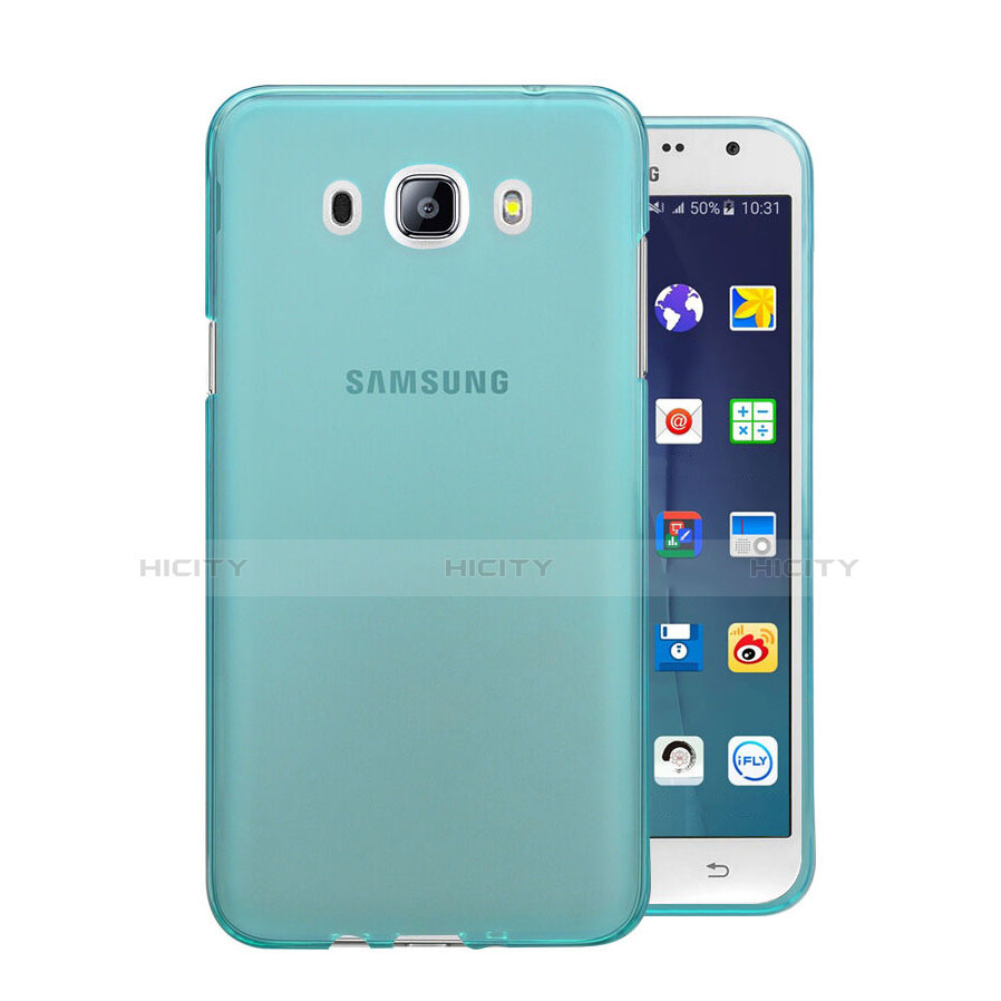 Etui Ultra Fine Silicone Souple Transparente pour Samsung Galaxy J5 Duos (2016) Bleu Plus