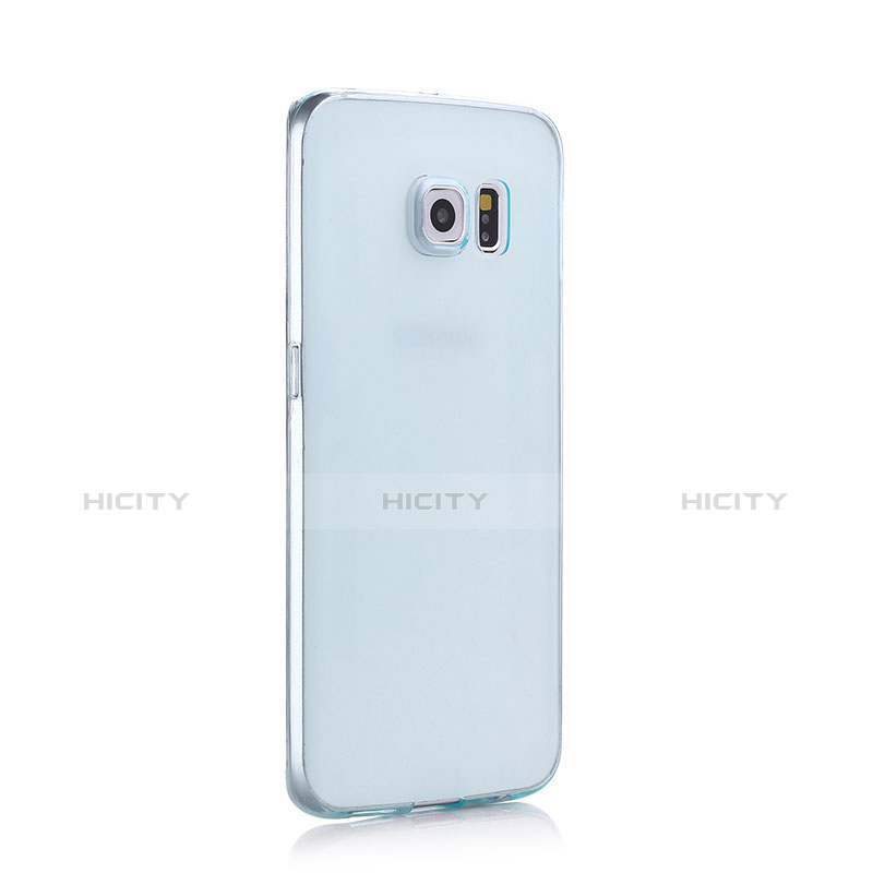 Etui Ultra Fine Silicone Souple Transparente pour Samsung Galaxy S6 Edge+ Plus SM-G928F Bleu Plus