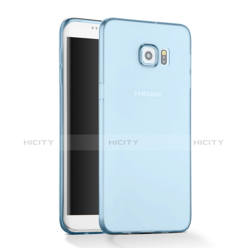 Etui Ultra Fine Silicone Souple Transparente pour Samsung Galaxy S6 Edge SM-G925 Bleu Plus