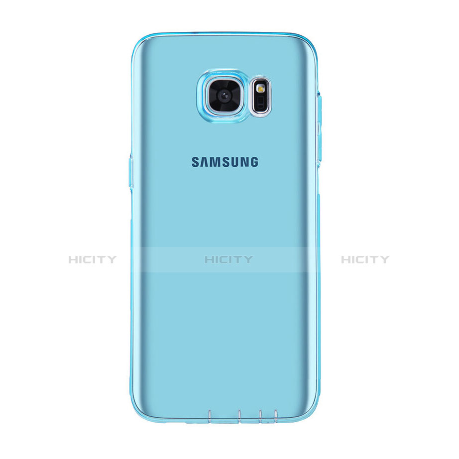 Etui Ultra Fine Silicone Souple Transparente pour Samsung Galaxy S7 Edge G935F Bleu Plus