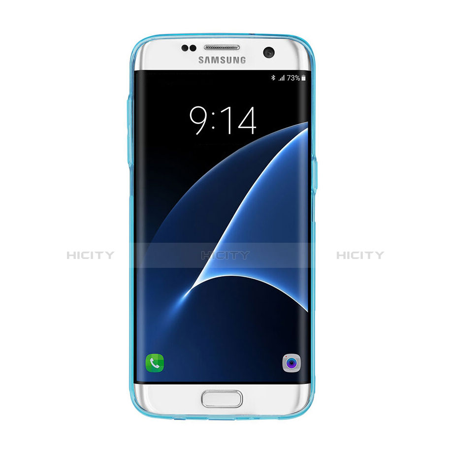 Etui Ultra Fine Silicone Souple Transparente pour Samsung Galaxy S7 Edge G935F Bleu Plus