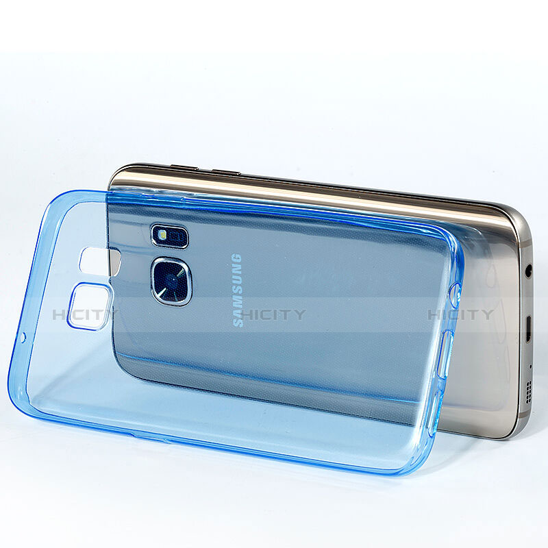 Etui Ultra Fine Silicone Souple Transparente pour Samsung Galaxy S7 G930F G930FD Bleu Plus