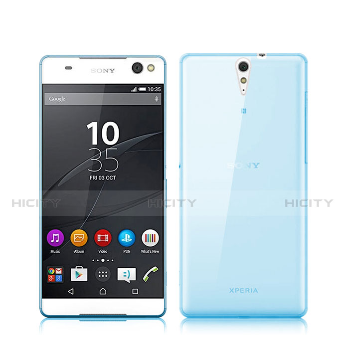 Etui Ultra Fine Silicone Souple Transparente pour Sony Xperia C5 Ultra Bleu Plus