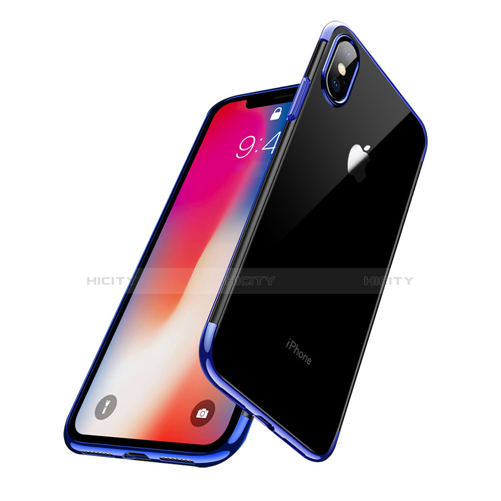 Etui Ultra Fine TPU Souple Transparente C01 pour Apple iPhone X Bleu Plus