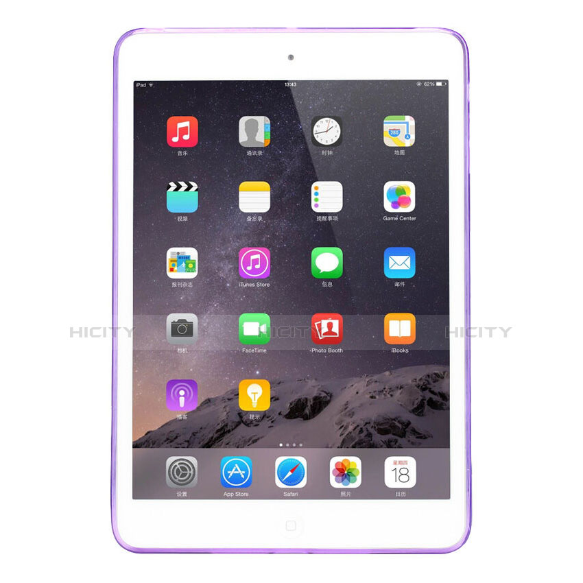 Etui Ultra Fine TPU Souple Transparente pour Apple iPad Mini 3 Violet Plus