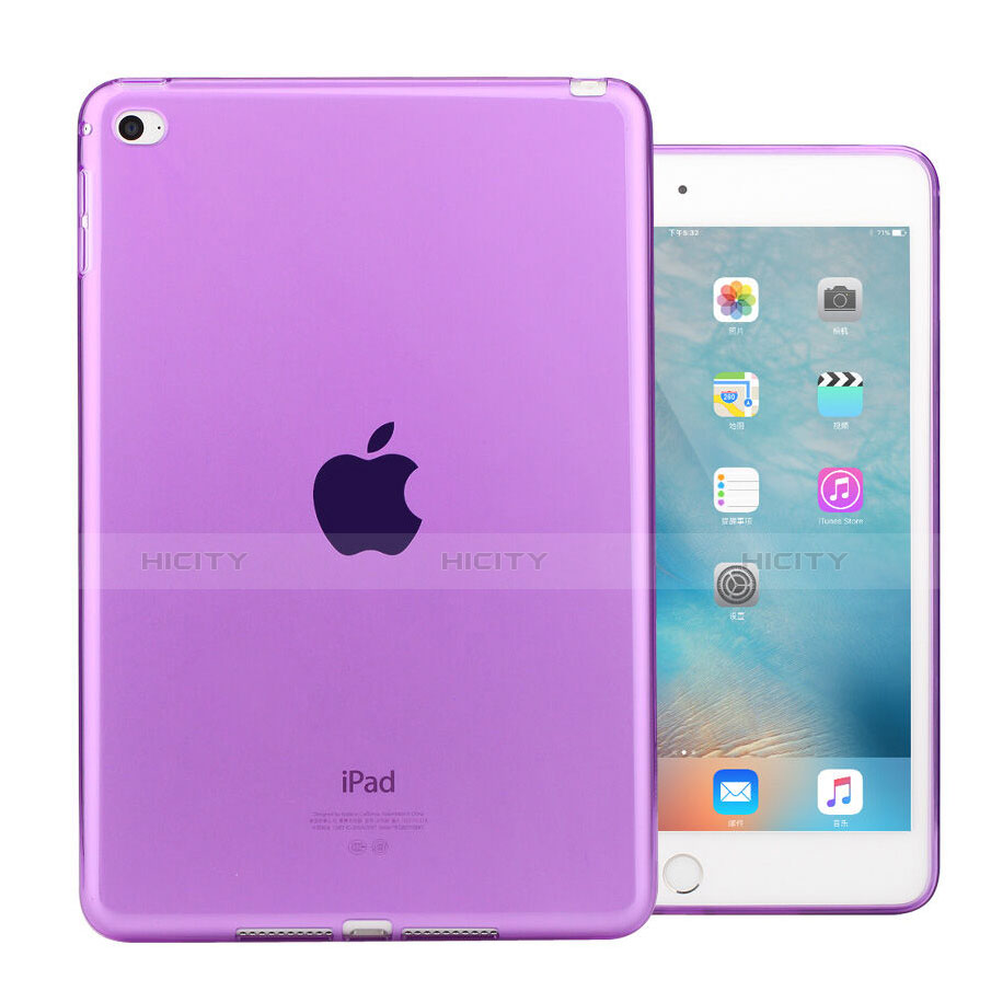 Etui Ultra Fine TPU Souple Transparente pour Apple iPad Mini 4 Violet Plus