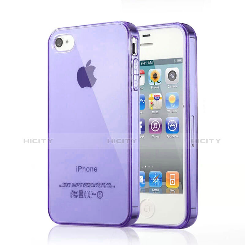 Etui Ultra Fine TPU Souple Transparente pour Apple iPhone 4 Violet Plus