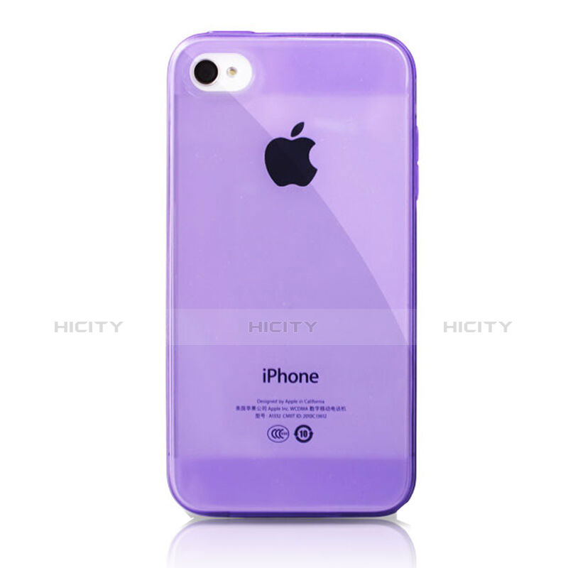 Etui Ultra Fine TPU Souple Transparente pour Apple iPhone 4 Violet Plus