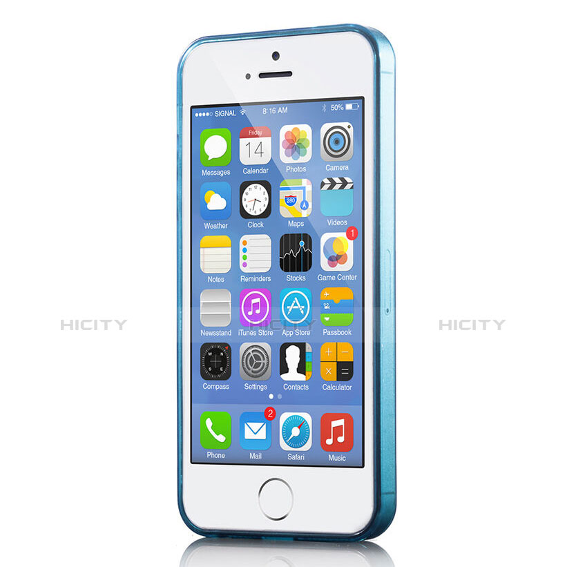 Etui Ultra Fine TPU Souple Transparente pour Apple iPhone 5 Bleu Plus