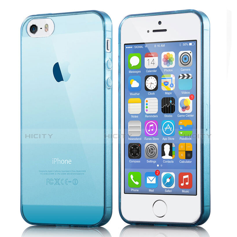 Etui Ultra Fine TPU Souple Transparente pour Apple iPhone 5S Bleu Plus