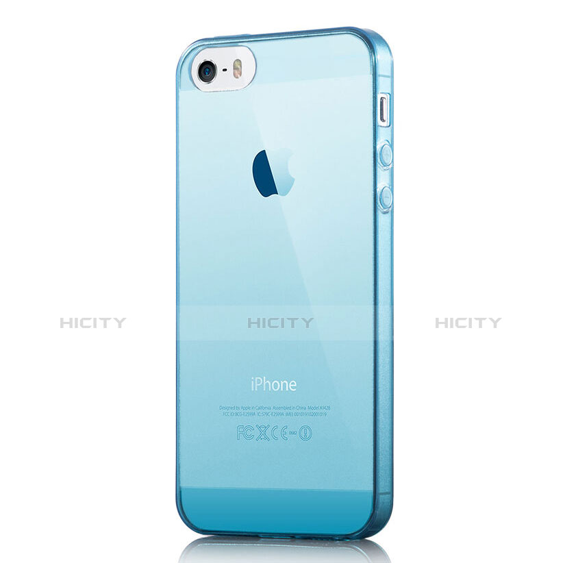 Etui Ultra Fine TPU Souple Transparente pour Apple iPhone 5S Bleu Plus