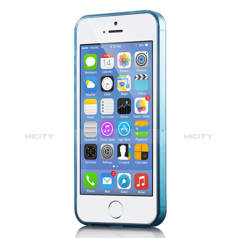 Etui Ultra Fine TPU Souple Transparente pour Apple iPhone 5S Bleu Plus